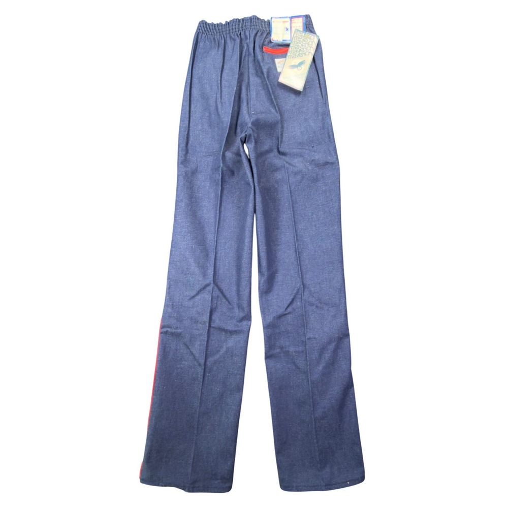 Maverick Vintage 80s Girls Track Pants Size 12 Blue Denim Cotton NWT 67M12WD